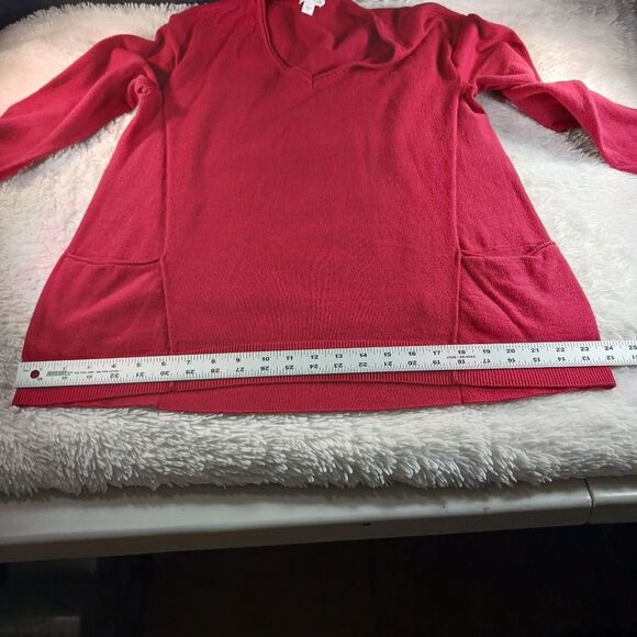 J. Jill Pure Jill Cotton Blend Front Pocket Red Sweater V-Neck Size Medium - Picture 11 of 11